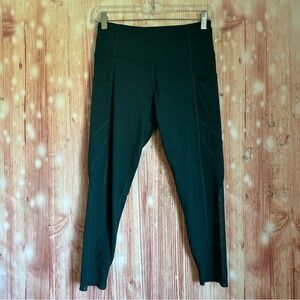 Cali Sport Hunter Green Mesh Inset Crop Leggings